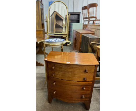 An Italian style brass shaving stand and a George III style bow front chest commode 