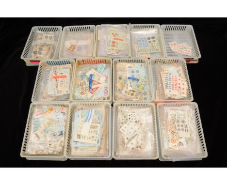 Model Aircraft Decal Packs Military and Civil, A massive collection of aircraft decal packs and part packs, some unopened man