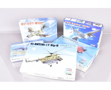 Hobby Boss Post-war Military Aircraft and Helicopter Kits, a boxed collection, 1:72 scale, 80259 Sabre, 80262 MIG-15UTI (2), 