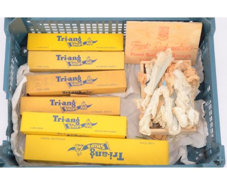 Tri-ang Minic Ships 1:1200 Scale Military Naval Vessels, HMS Vanguard (no masts), HMS Centaur, HMS Hampshire, HMS Superb with