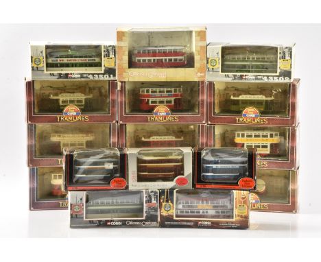 Corgi and Exclusive First Editions Diecast Trams, a boxed group, Corgi Tramlines (9) two loose in box, some boxes P, Classics