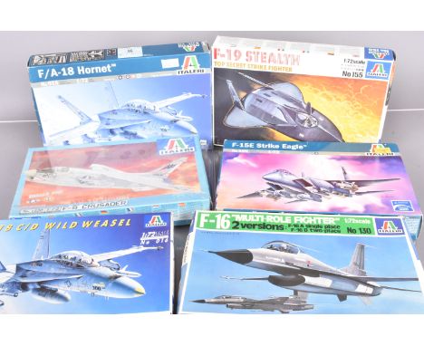 Italeri Fighter Jet and Missile Kits, a boxed collection, 1:72 scale, 166 Strike Eagle (2), 1234 Starfighter, 016 Wild Weasel