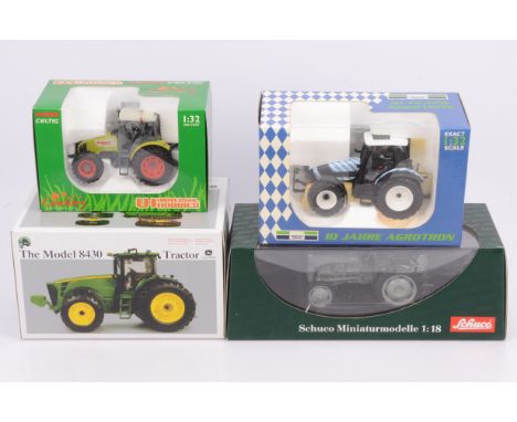 Modern Diecast Tractors, four boxed/cased examples, 1:32 scale Universal Hobbies 2209 Claas Celtis, 2094 Agrotron Duetz Fahr 