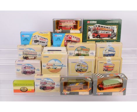 Corgi Classics Diecast Buses, a boxed group of vintage buses, includes 87050 Open Top Regent Set, 35002/35001 LT AEC Routemas