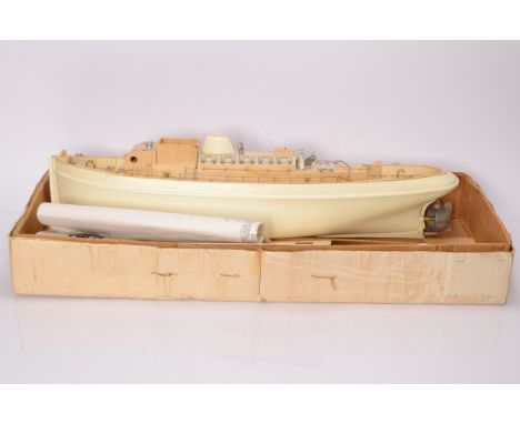 Two Calder Craft 1:32 scale unfinished  boat kits, Joffre Tug and The Riverman Thames Type Tug, both models appear near compl