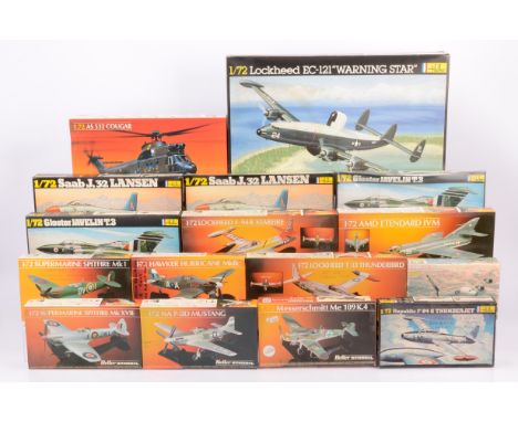 Heller WWII and Later Military Aircraft Kits, a boxed collection 1:72 scale, 346 Javelin, 279 Fennec, 221 Mistral, 343 Saab L