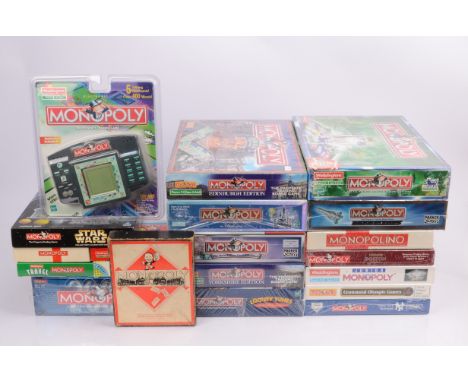 Extensive Collection of Special Edition Monopoly Sets Many Factory Sealed, a boxed collection, a vintage with metal playing p