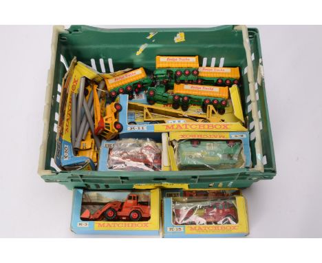 Matchbox King Size, commercial vehicles, boxed/partially boxed, examples, K-3 Hatra Tractor Shovel, K-15 Merryweather fire en