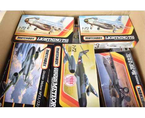 Matchbox WWII and Later Military and Emergency Aircraft Kits,  a boxed collection 1:72 scale, 40055, 40027, 40148, 40137, 401