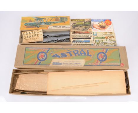 1920s-1960s Toys and Kits, Astral 1940's Boulton Paul Defiant balsa kit, Airfix Heracles plastic unmade kit, both appear comp