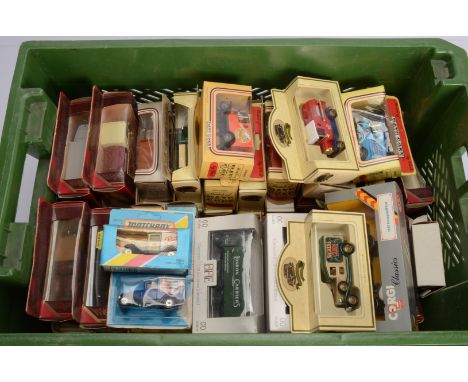 Matchbox Models of Yesteryear and Other Similar Diecast Models, a boxed collection of vintage mainly commercial vehicles in v