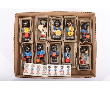 Collection of Robertson's Plaster and Plastic Gollys in original boxes, Plaster, Accordion Player, Footballer, Lollipop Man, 