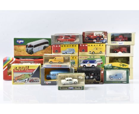 Modern Diecast Mainly Post-war Commercial and Emergency Vehicles, a boxed/cased collection, includes vans, coaches, tractor, 