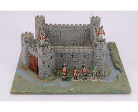 Toy Castles and various plastic 1:32 Figures by Britains Timpo and other makers Tri-ang Castle Series 'Corfe Castle' lacks ba