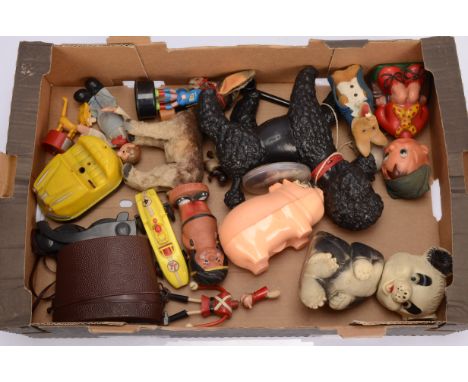 Various circa 1960's and some later plastic Toys,  including large Italian black plastic Poodle, Tudor hard plastic Piggy Ban