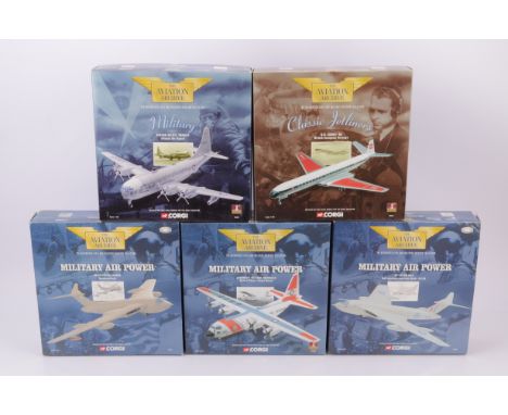 Corgi Aviation Archive Post-war Military and Civil Aircraft, five boxed 1:144 scale models comprises Military Air Power, 4840