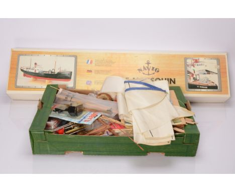 Very large collection of model boat building materials and spares, including various packs of wood, Balsa and soft wood, vari
