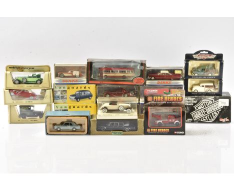 Modern Diecast Pre and Post War Vehicles, a boxed/cased collection of private, commercial and emergency vehicles, includes Ma