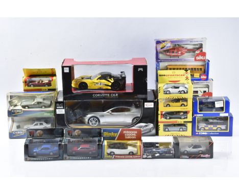 Modern Diecast Vehicles, a boxed/packaged collection of modern private, commercial, emergency and competition vehicles in var