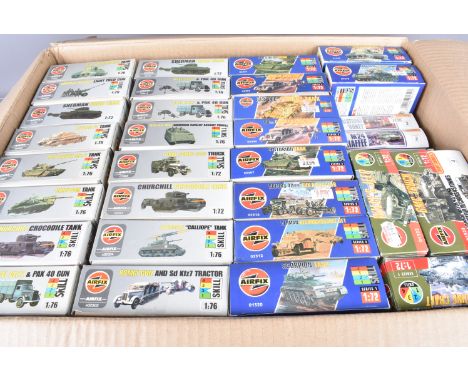 Airfix and Matchbox Military Kits, a boxed collection of WWII and later tanks and other military vehicles, Airfix 1:72 scale 