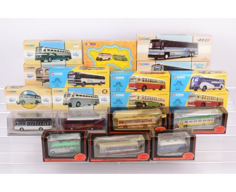 Corgi and Exclusive First Editions Single Deck US and UK Buses and Coaches, a boxed/cased collection of vintage and modern ve