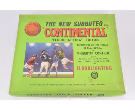 Subbuteo Continental Floodlighting Edition Football Set, comprising red and blue Teams with Goalies, balls, Posts, flags, pit