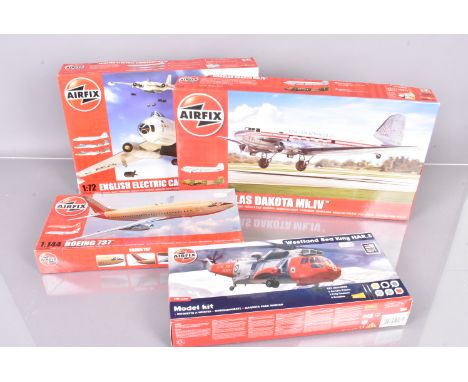 Airfix Post-war Military and Civil Aircraft Kits, a boxed collection, 1:72 scale examples A08015 Douglas Dakota, Dan Air, A05