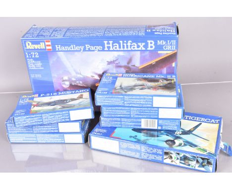 Revell WWII Allied and Axis Aircraft Kits, a boxed collection, 1:72  scale 04670 Halifax, 04311 Tigercat, 04119 Me 262, 04135