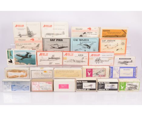 Plastic Injection Moulded WWI and Later Aircraft Kits, all boxed 1:72 scale,  some include white metal parts, some conversion
