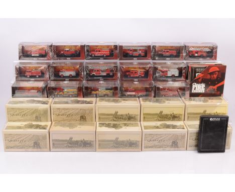 Atlas Editions Fire Service Vehicles and Farming Models, all factory sealed, cased Classic Fire Engine series (17) and boxed 