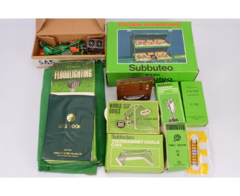 Subbuteo Football Accessories, C118 European Competition Cup, C128 F A Cup, Set NN Pair of Goalposts, World Cup Goals, C154 T