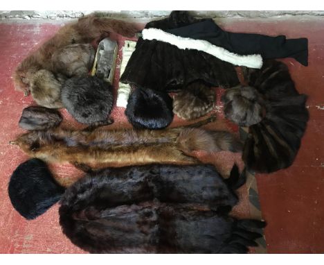 A Large lot of minx furs which includes fox shawl, hats and coat etc 