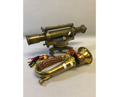 W.Wilson  Belmont St London NW. No81 brass military scope, Dated 1905. Together with Military style bugle. 