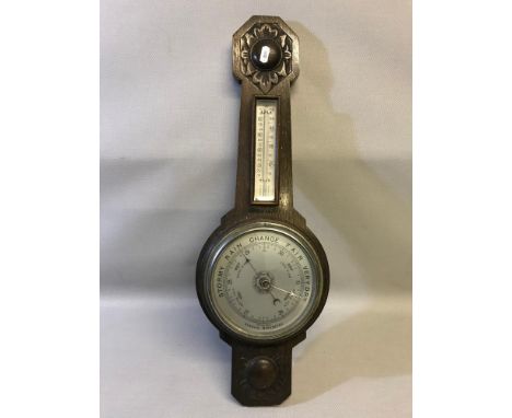 Oak cased Aneroid Barometer 
