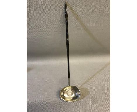 Silver and horn ladle, styled with a 1787 Georgivs 3rd silver coin. 