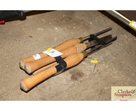 A set of five Sorby / Coronet wood turning tools 