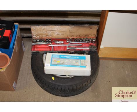 A Rolson spanner set; a tyre and a socket set (incomplete)