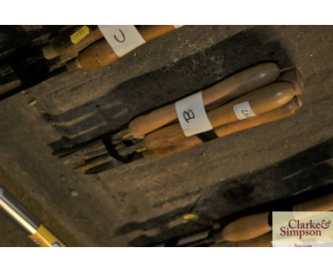 A set of five Marples and other wood turning tools 