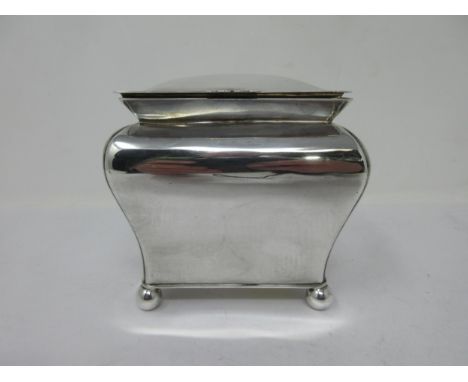 A Victorian silver Tea Caddy of bombé form on ball feet, Sheffield 1897, 245gms 