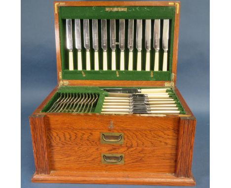 A Canteen of A1 plated Cutlery by J. Nowill &amp; Sons, Sheffield, viz: twelve Table and Dessert Knives, twelve Dinner and De