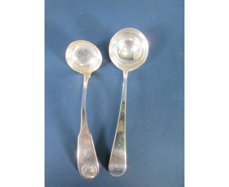 A George III silver Sauce Ladle, Old English pattern, London 1790, maker: Smith &amp; Fearn, and another Ladle, fiddle and sh
