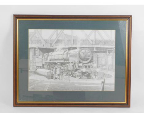 John Edwin Wigston (20thC/21stC). Hereward the Wake steam locomotive, 462 engine, No 70037 steam locomotive upon a station tu