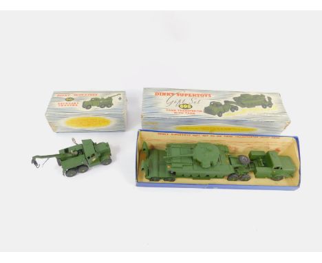 A Dinky Supertoys tank transporter with tank gift set, 698, together with a recovery tractor, 661, both boxed. (2)