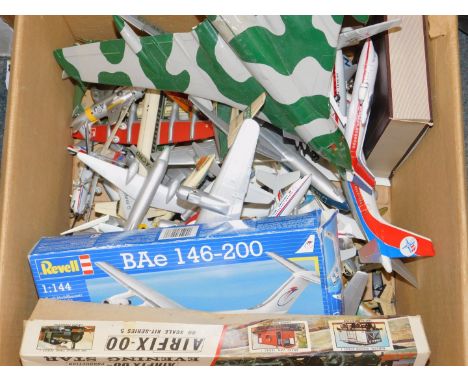 Plastic models of passenger and military aircraft, a Rebel BAE146-200, scale 1:144, boxed, and an Airfix limited production s