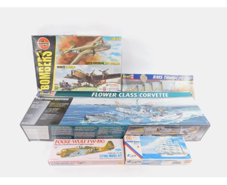 A Revell plastic model kit of a Flower Class Corvette, Platinum Edition, scale 1:72, 05112, boxed, together with an Airfix Ki