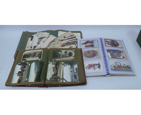 Three Albums of Early XX Century Picture Postcards, to include; greetings, topographical views, comic, Louis Wain, etc.one Lo