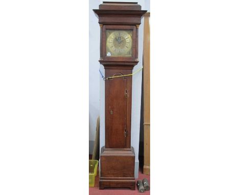 An XVIII Century Oak Eight-Day Longcase Clock, the brass dial inscribed 'John Halifax, Barnsley' with Roman numerals and date