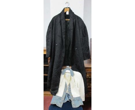 Christian Dior Boutique Paris; A Cream Boucle Wool Fitted Jacket with blue denim accents, button front, label to side seam, G