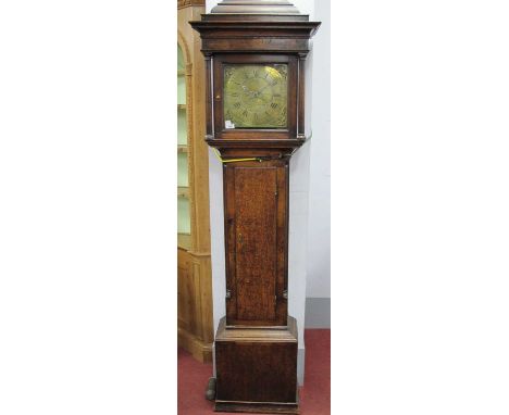 An XVIII Century Oak Thirty Hour Longcase Clock, the brass dial inscribed John Steel, with Roman and Arabic numerals and date