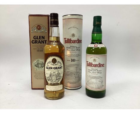 Whisky - Glen Grant Scotch Whisky, 40% Vol., 70cl., boxed; Tullibardine Single Highland Malt Scotch Whisky, aged 10 years, 40